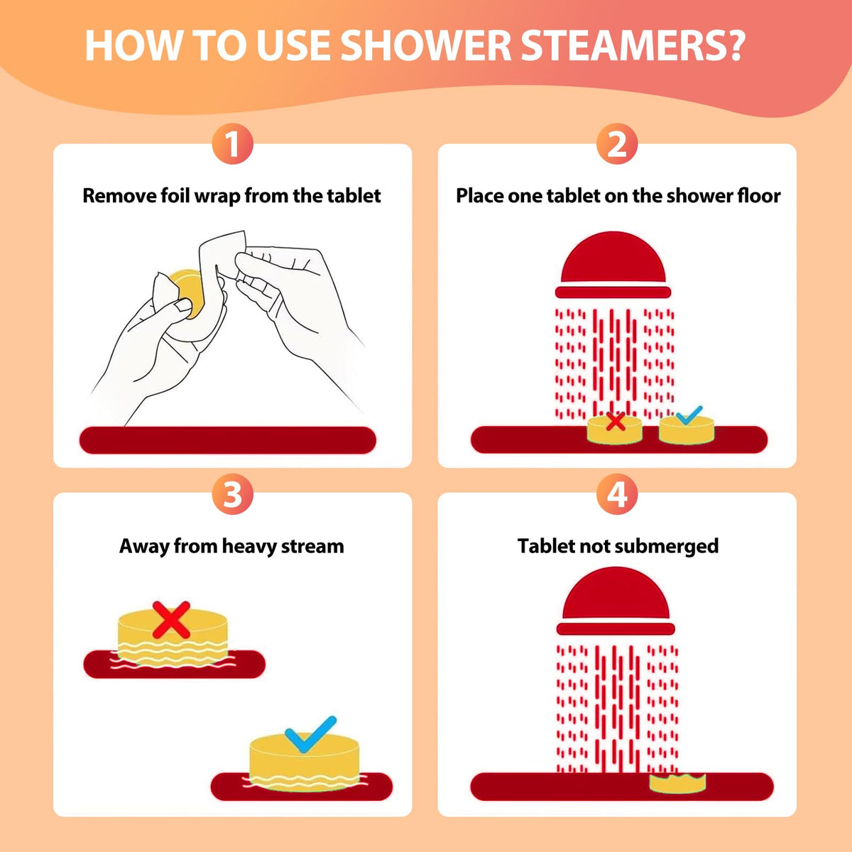 JoJowell shower steamers displayed with spa accessories