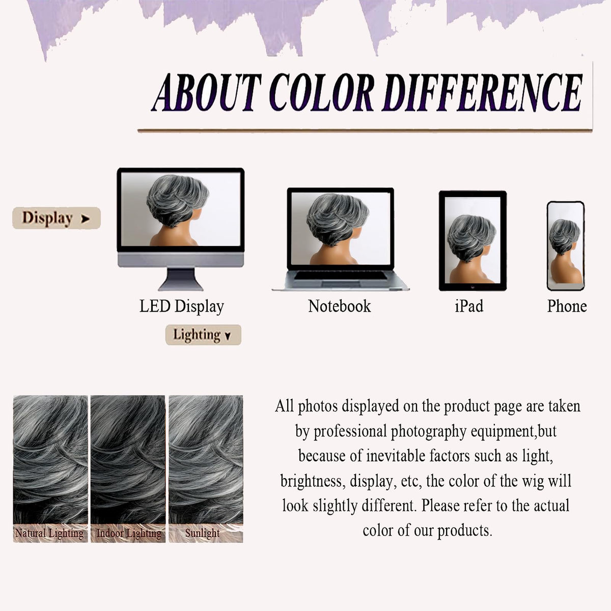 Jolelyne Dark Gray Bob Wig packaging with product details