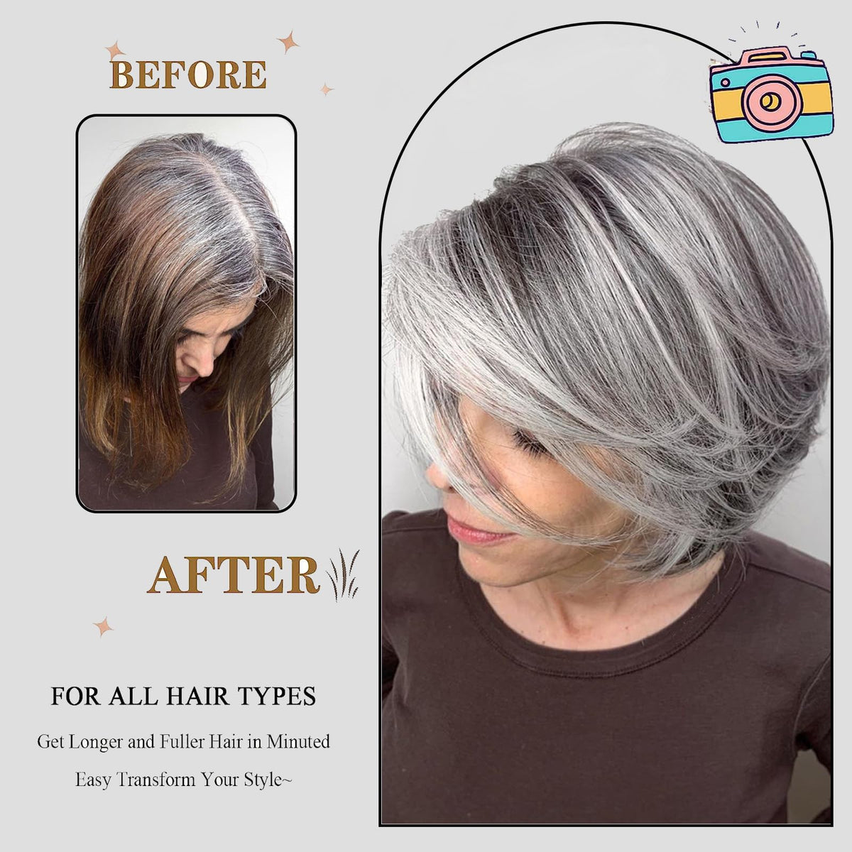 Jolelyne Short Dark Gray Bob Wig back view with adjustable straps