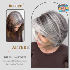 Jolelyne Short Dark Gray Bob Wig back view with adjustable straps