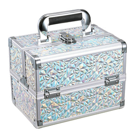 Joligrace Makeup Case Organizer front view with glittery purple finish