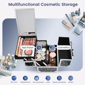 Joligrace Makeup Case Organizer lock and key for security