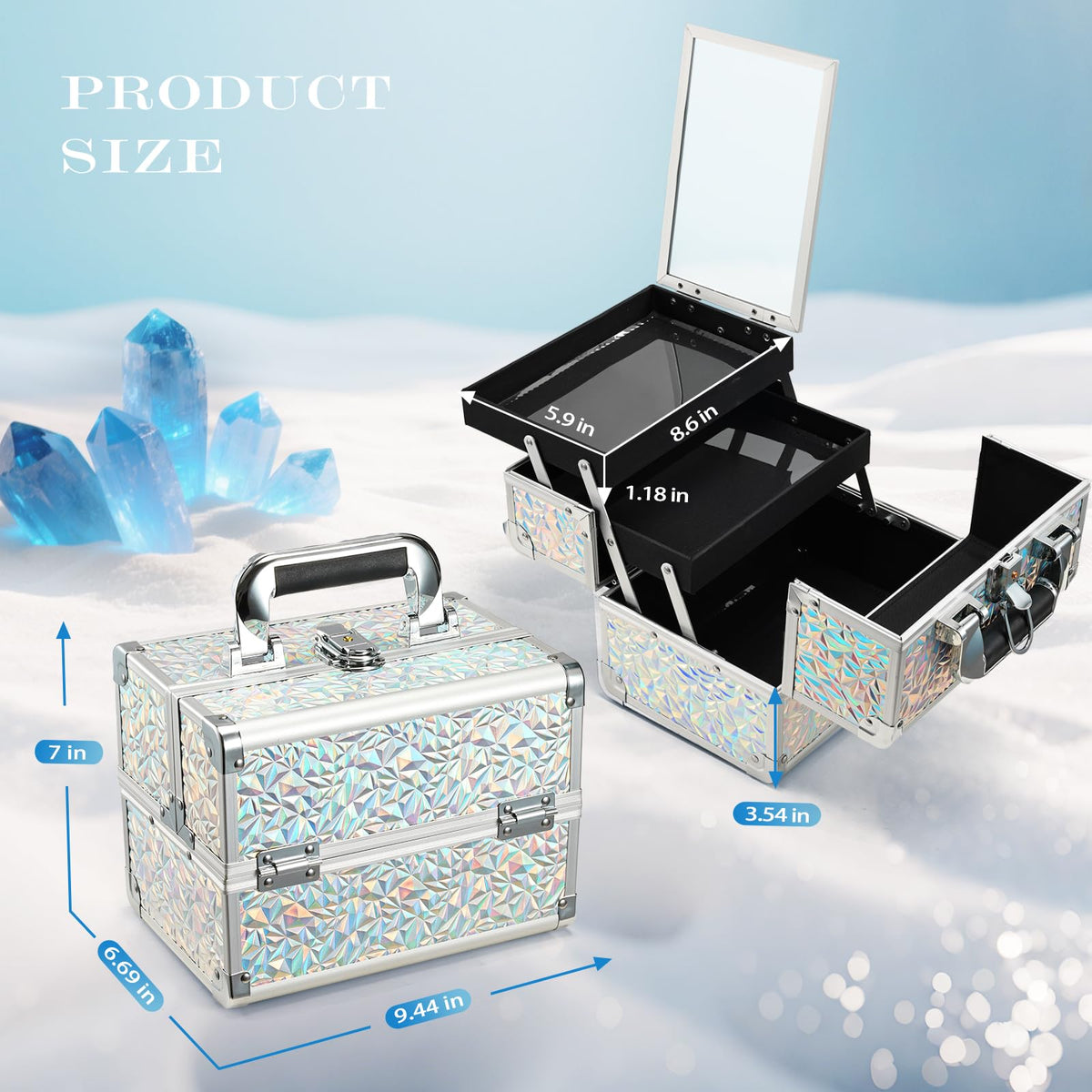 Joligrace Makeup Case Organizer with cosmetics inside