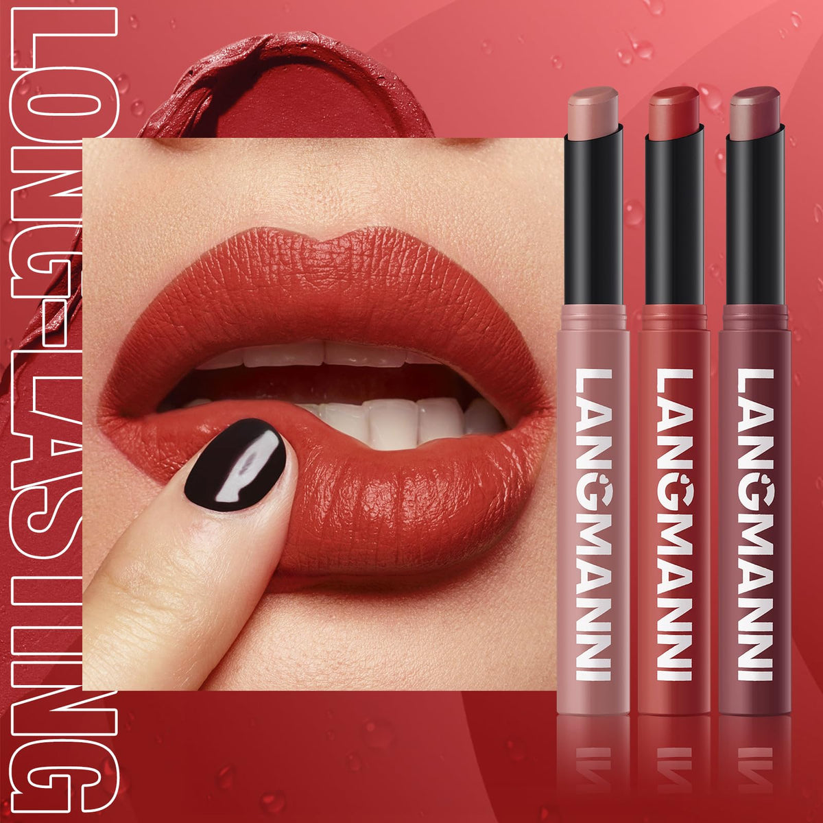 Jolilab Velvet Matte Lipstick Set displayed with makeup accessories