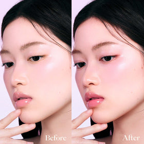 Joocyee AURA Glazed Blush Highlighter Pink Glow in use on model