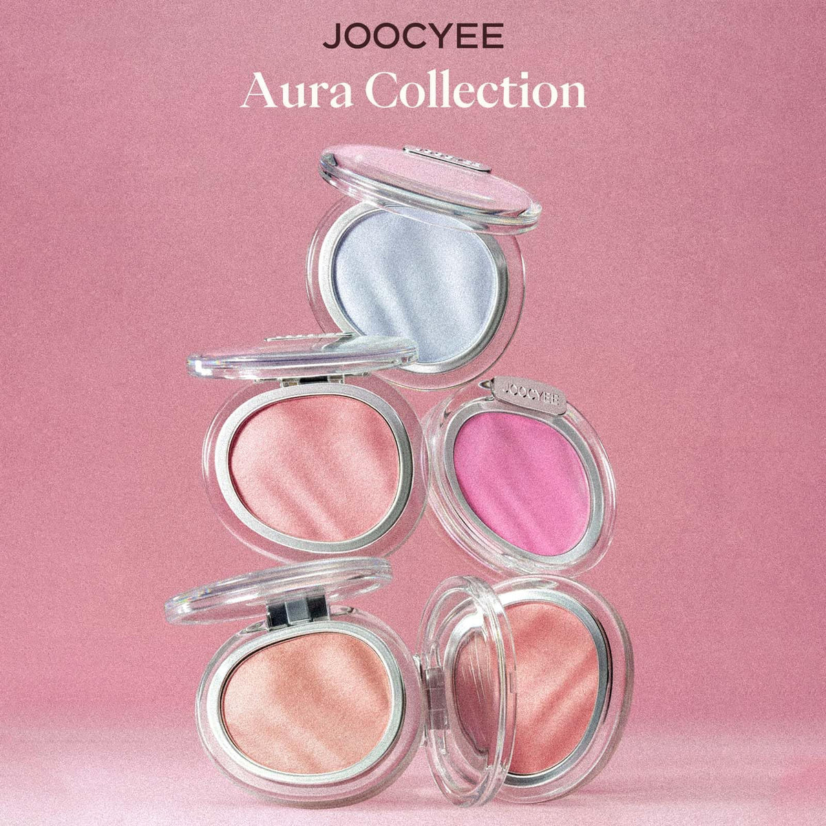 Joocyee AURA Glazed Blush Highlighter Pink Glow with applicator