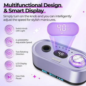 JOSGLOI Nail Drill E-File in use on acrylic nails