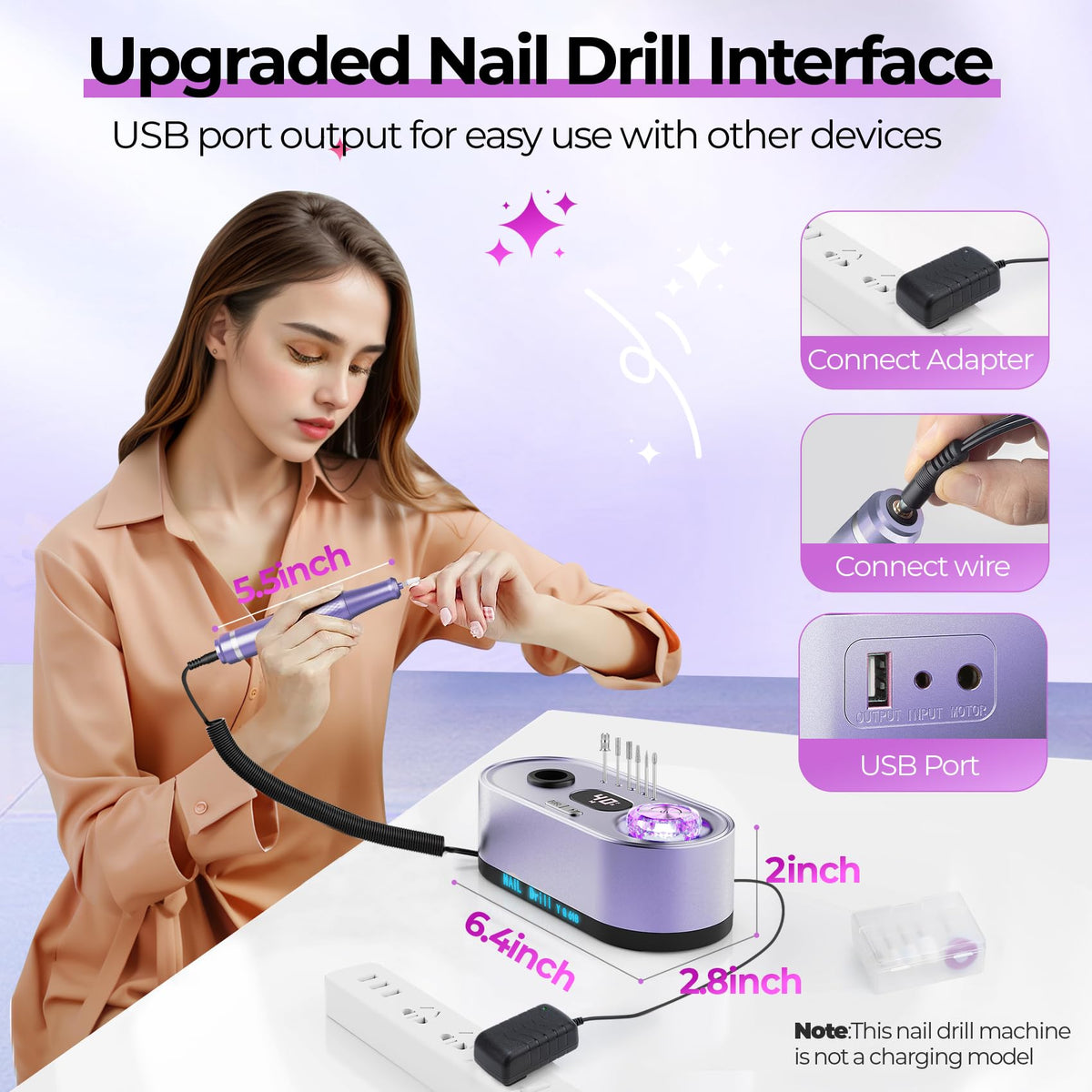 JOSGLOI Nail Drill E-File kit with accessories laid out