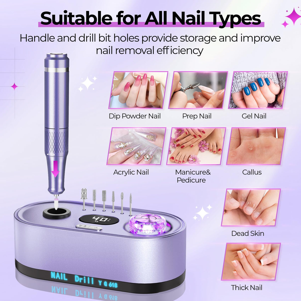 JOSGLOI Nail Drill E-File with speed control knob