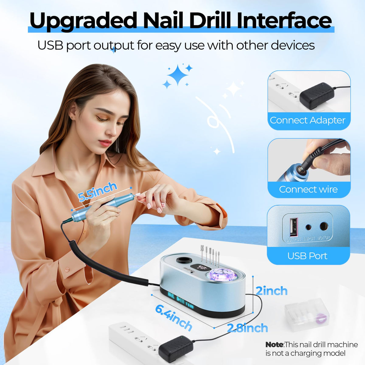 JOSGLOI Nail Drill in use on nails