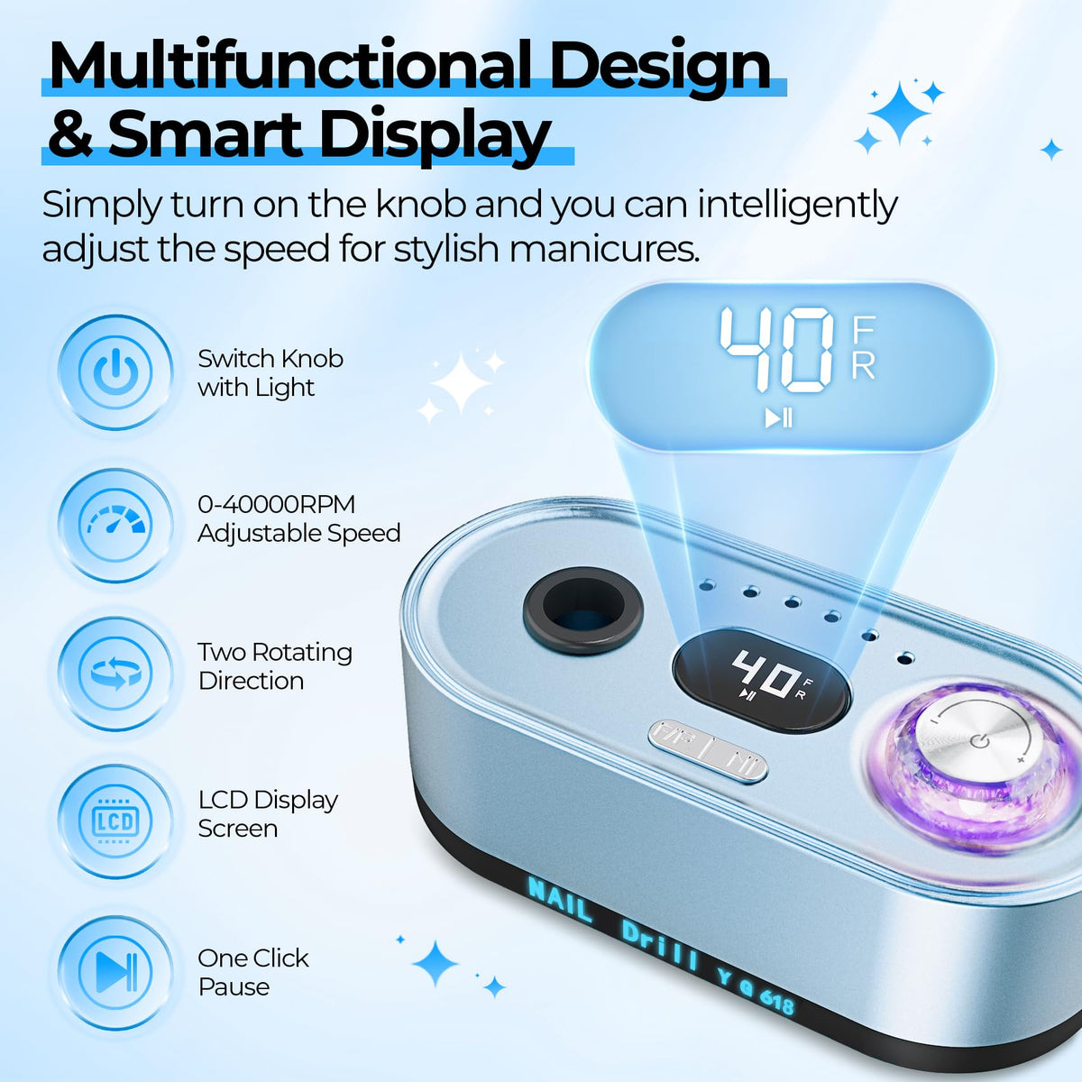 JOSGLOI Nail Drill with USB charging port
