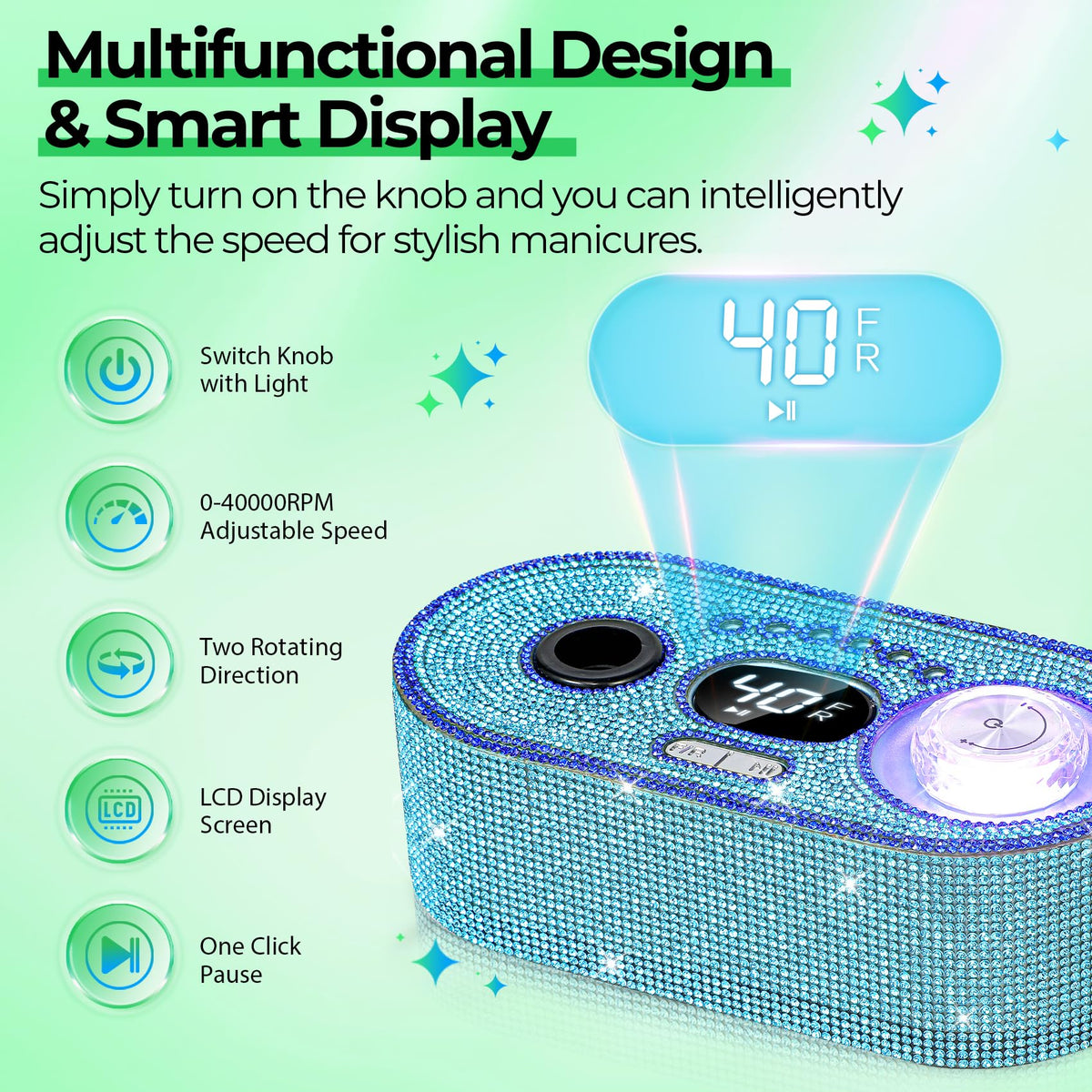 JOSGLOI nail drill with USB port for charging