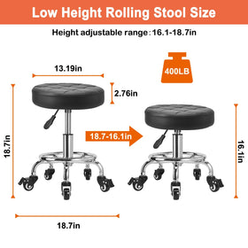 JOSTZHXIN Low Height Roller Stool back view highlighting ergonomic design