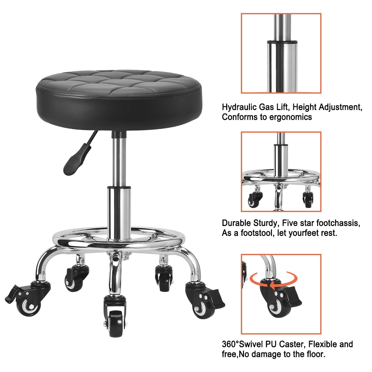 JOSTZHXIN Low Height Roller Stool with rubber wheels in a salon setting