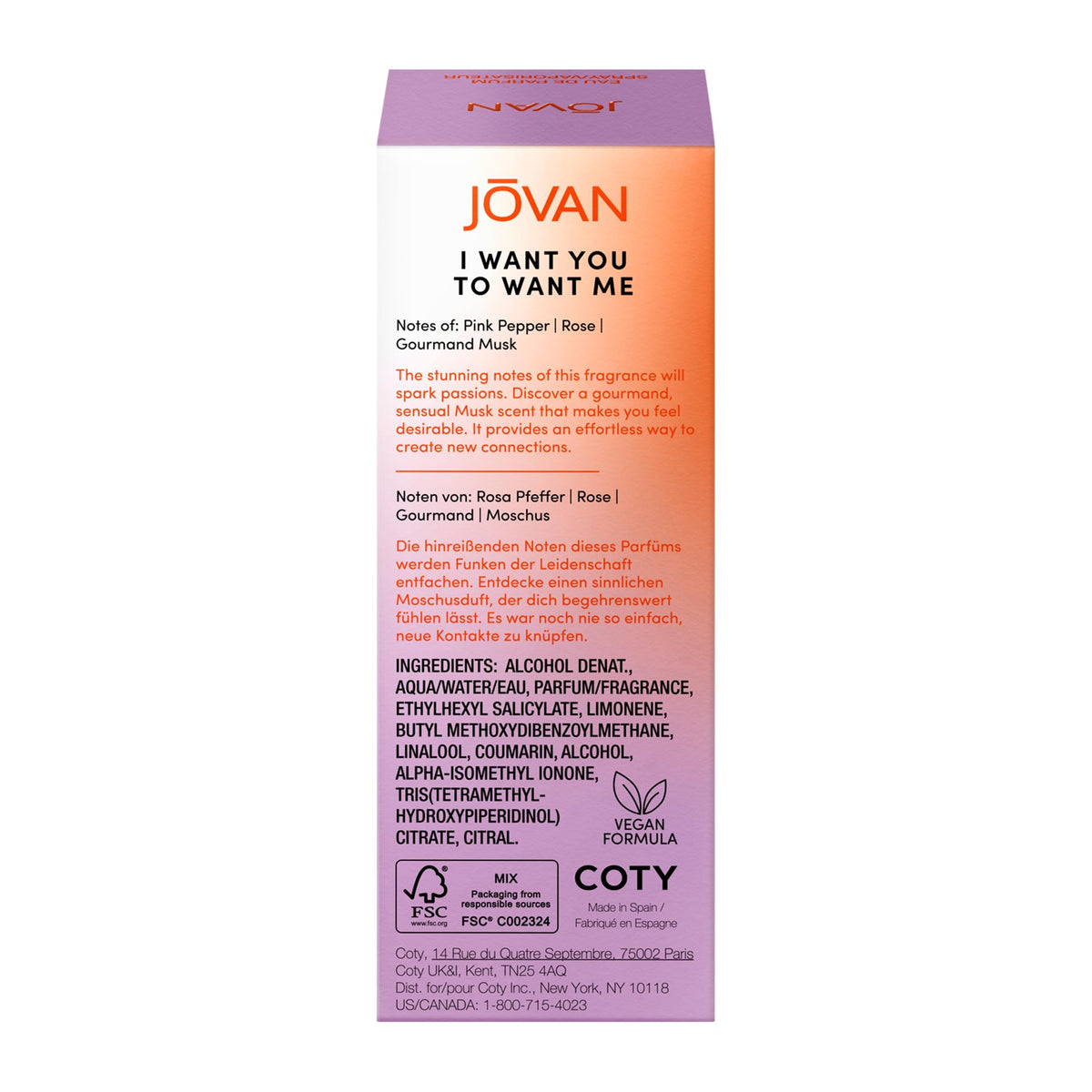 Jovan I Want You To Want Me Eau de Parfum bottle on a vanity