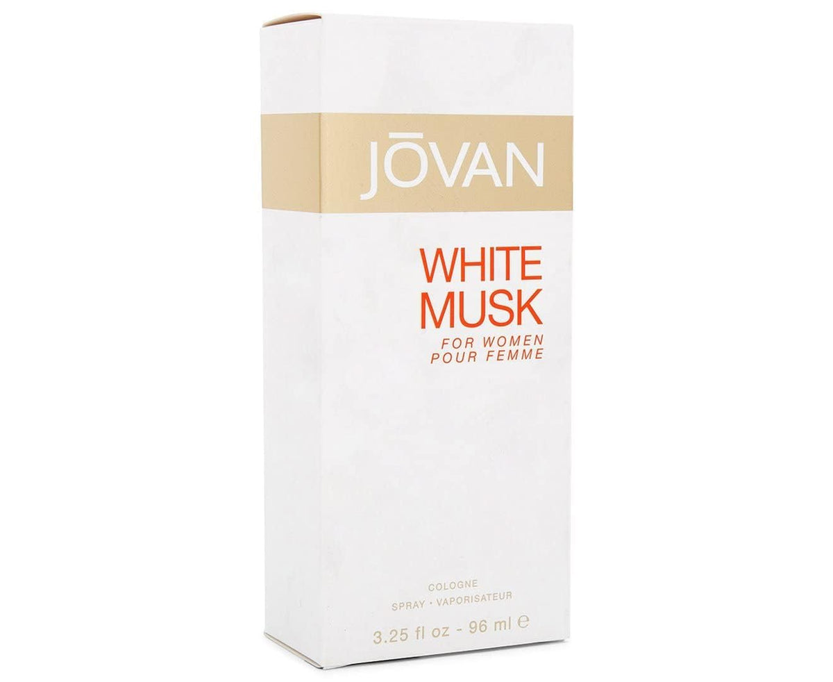 Jovan White Musk Cologne Spray with floral background