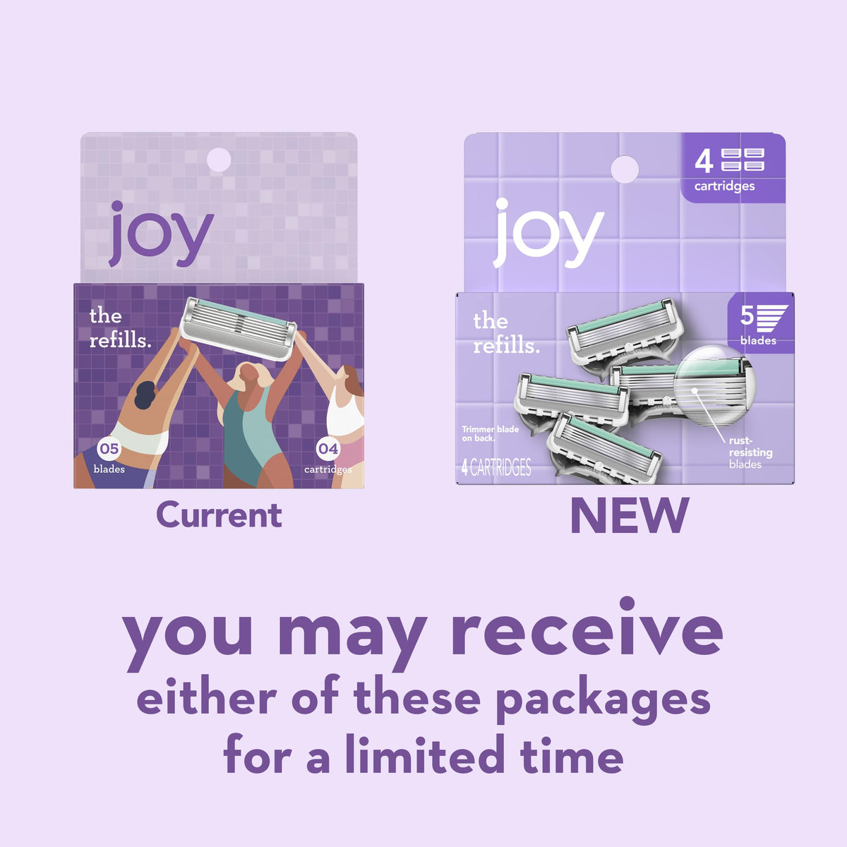 JOY Razor Blade Cartridge with packaging details