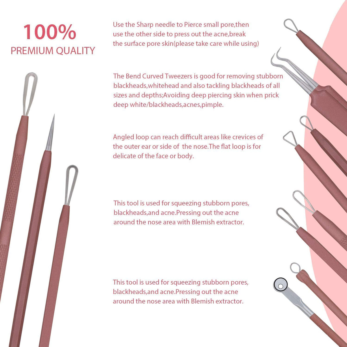 JPNK blackhead remover tools showing anti-slip handles