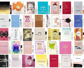 JRoBeauty fragrance samples displayed neatly