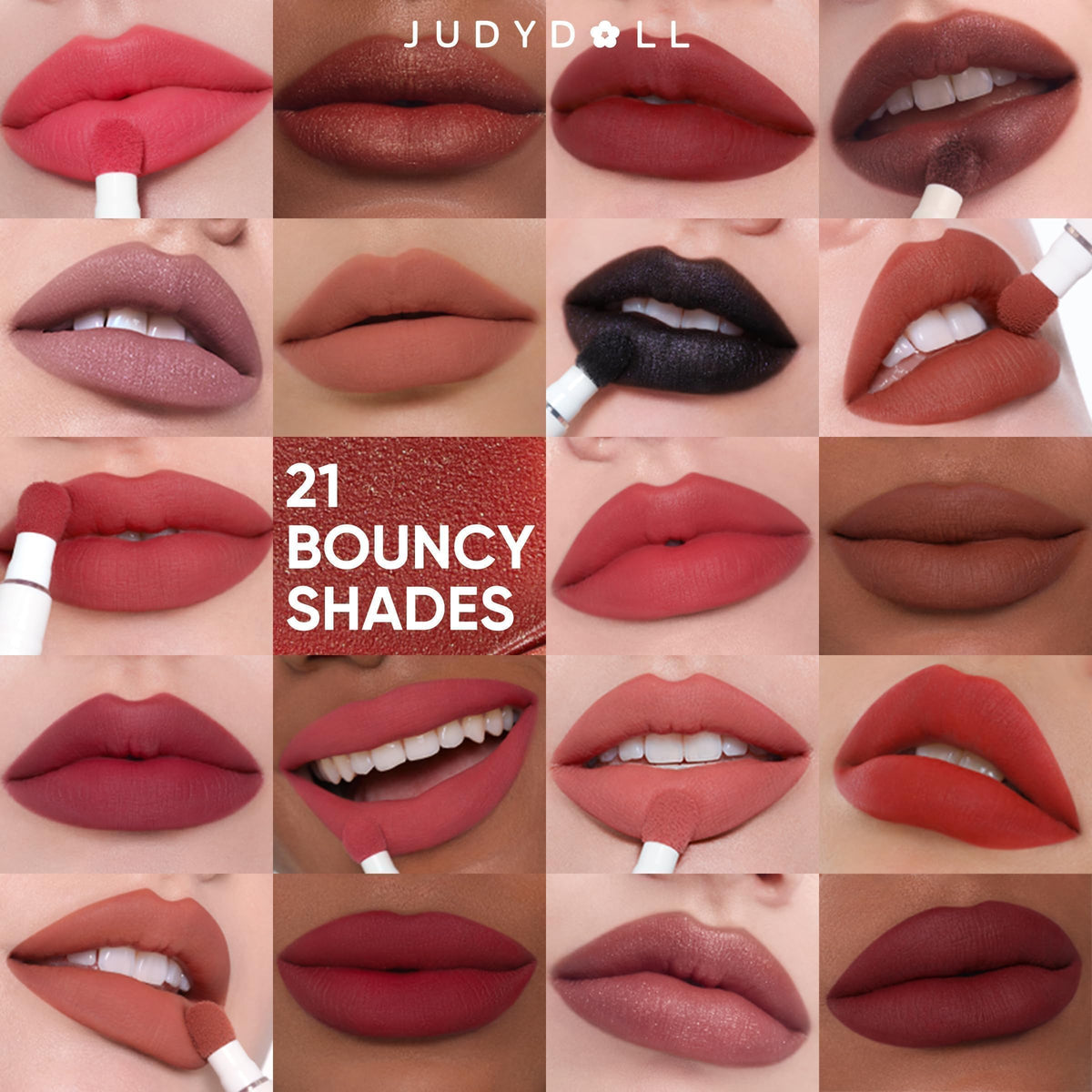 JUDYDOLL Cushion Matte Lip Cream N19 Misty Mauvelous with other makeup products