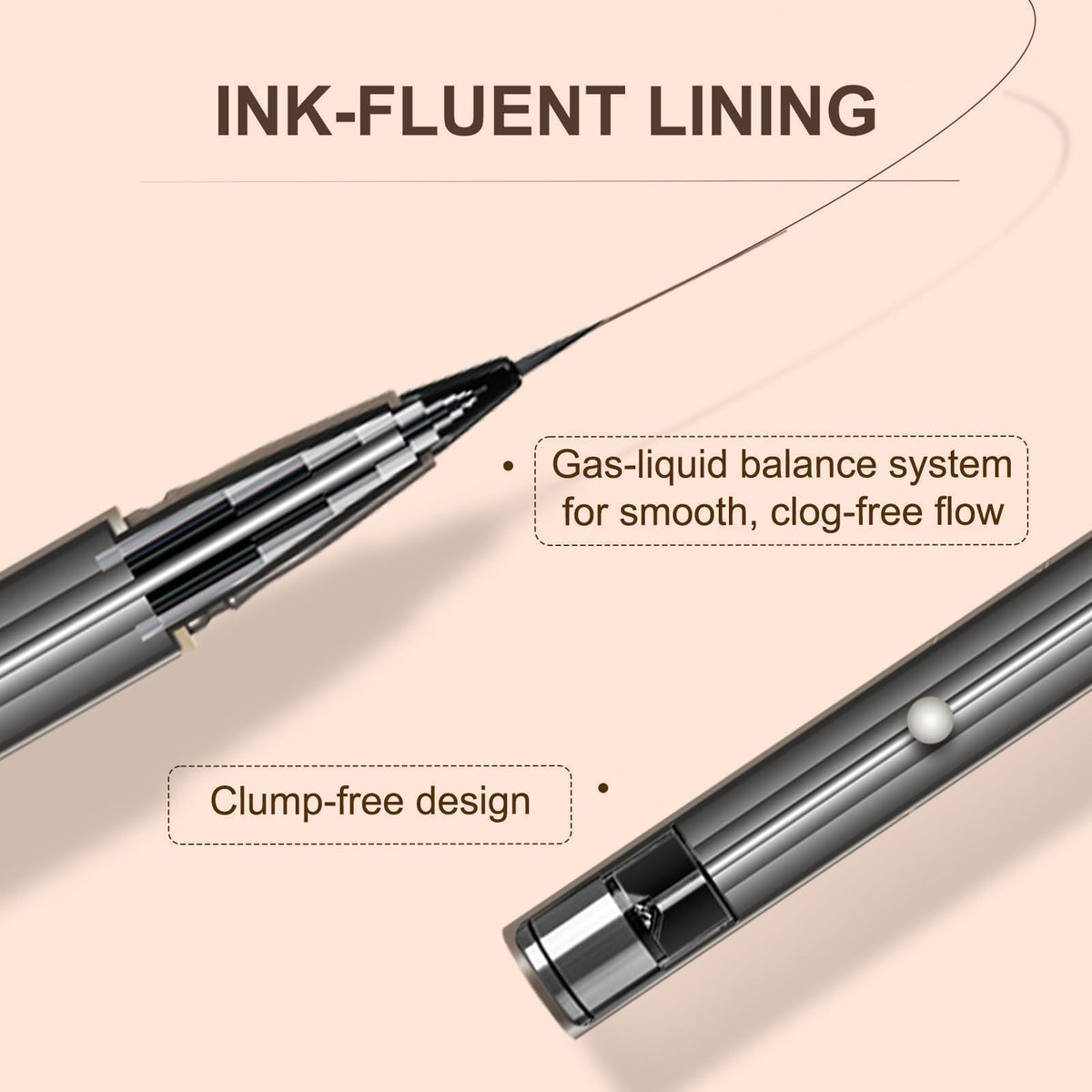 JUDYDOLL Ultra-Fine Liquid Eyeliner Deep Brown on makeup table