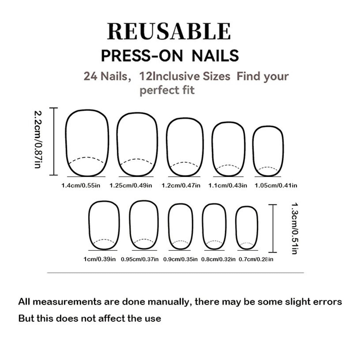juggssa 24PCS Press On Nails displayed on a table