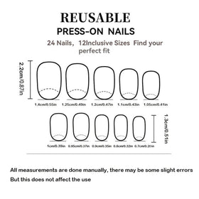 juggssa 24PCS Press On Nails displayed on a table