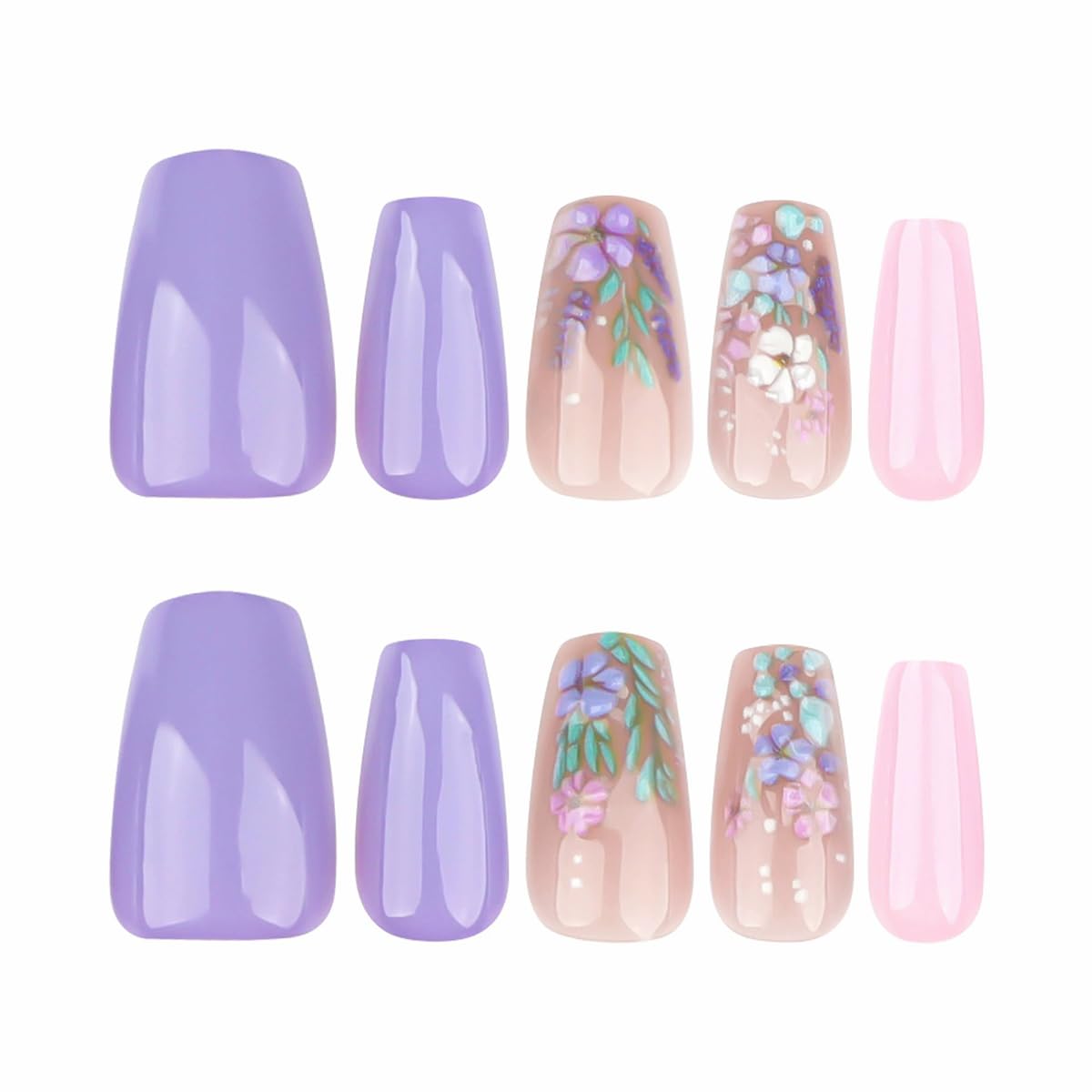 juggssa 3D Flower Press on Nails displayed in packaging