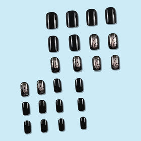 juggssa acrylic fake nails with black vine design