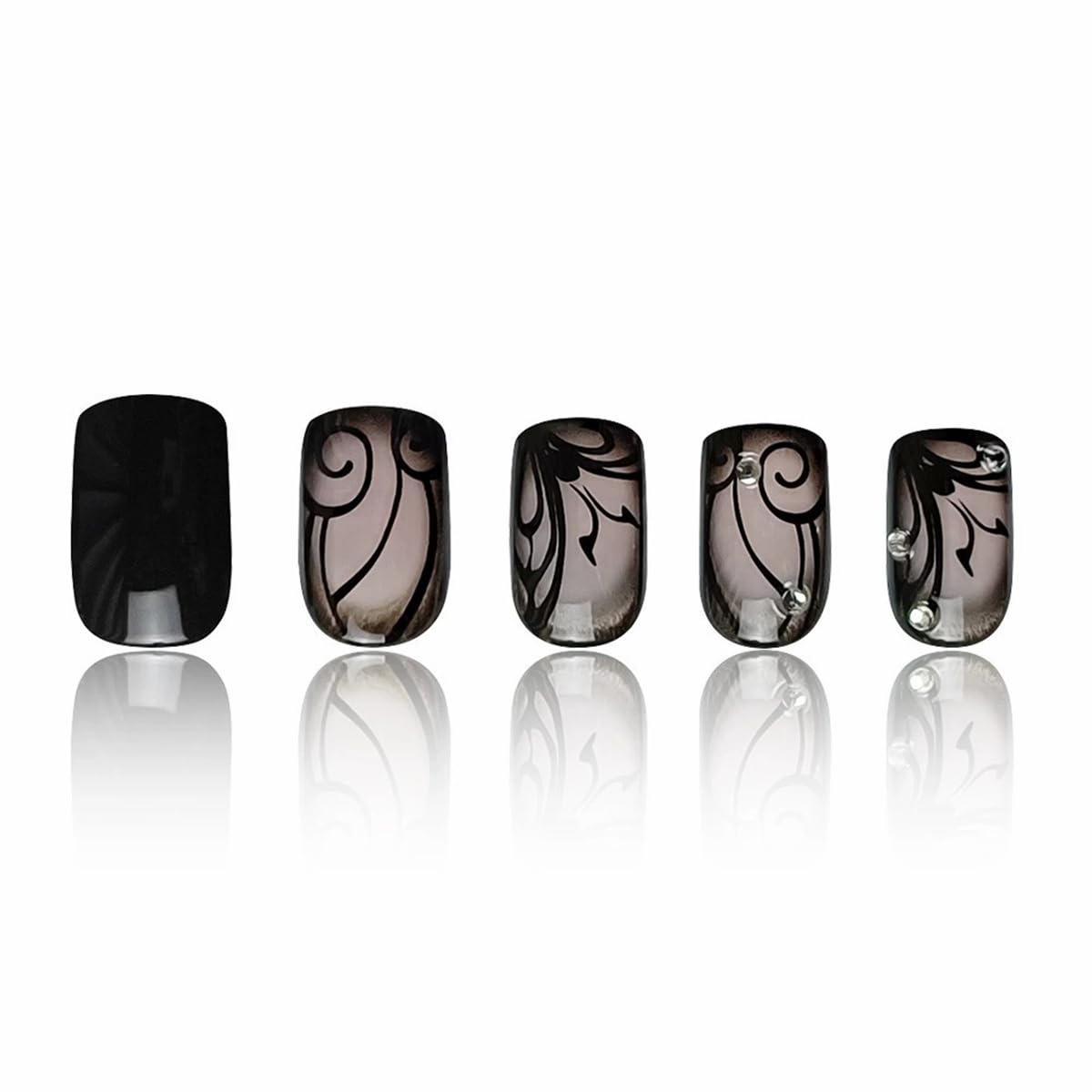 juggssa Black Press on Nails showing realistic texture