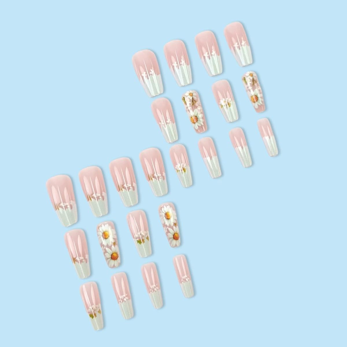 juggssa Flower Press on Nails packaging with included accessories
