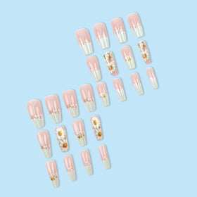 juggssa Flower Press on Nails packaging with included accessories