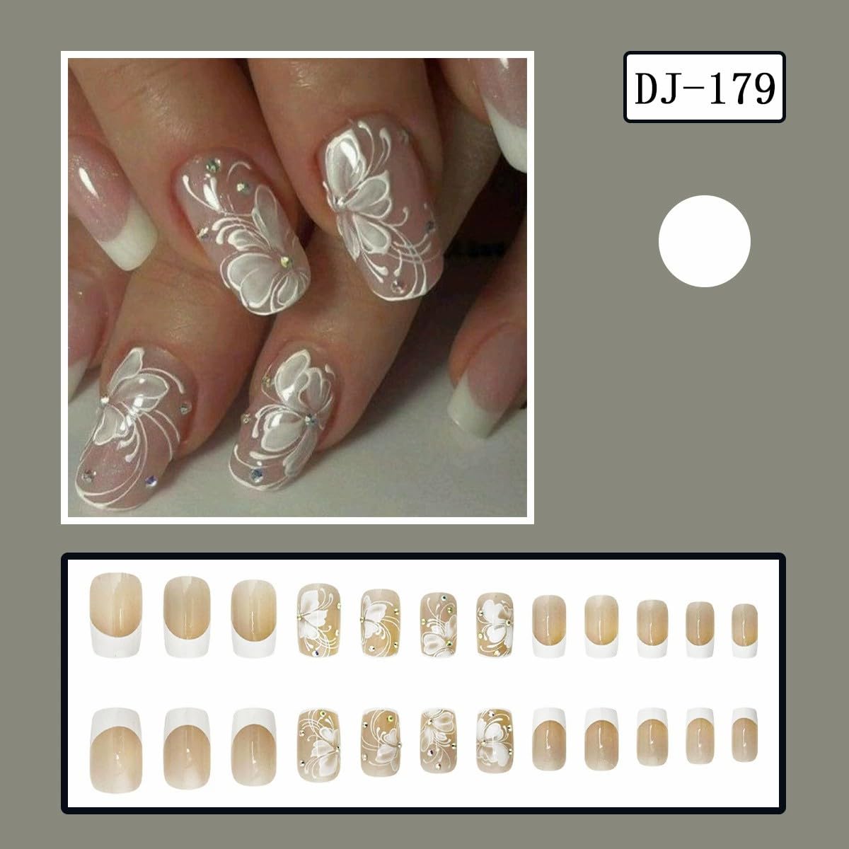 juggssa press on nails displayed in packaging with nail file and wooden stick