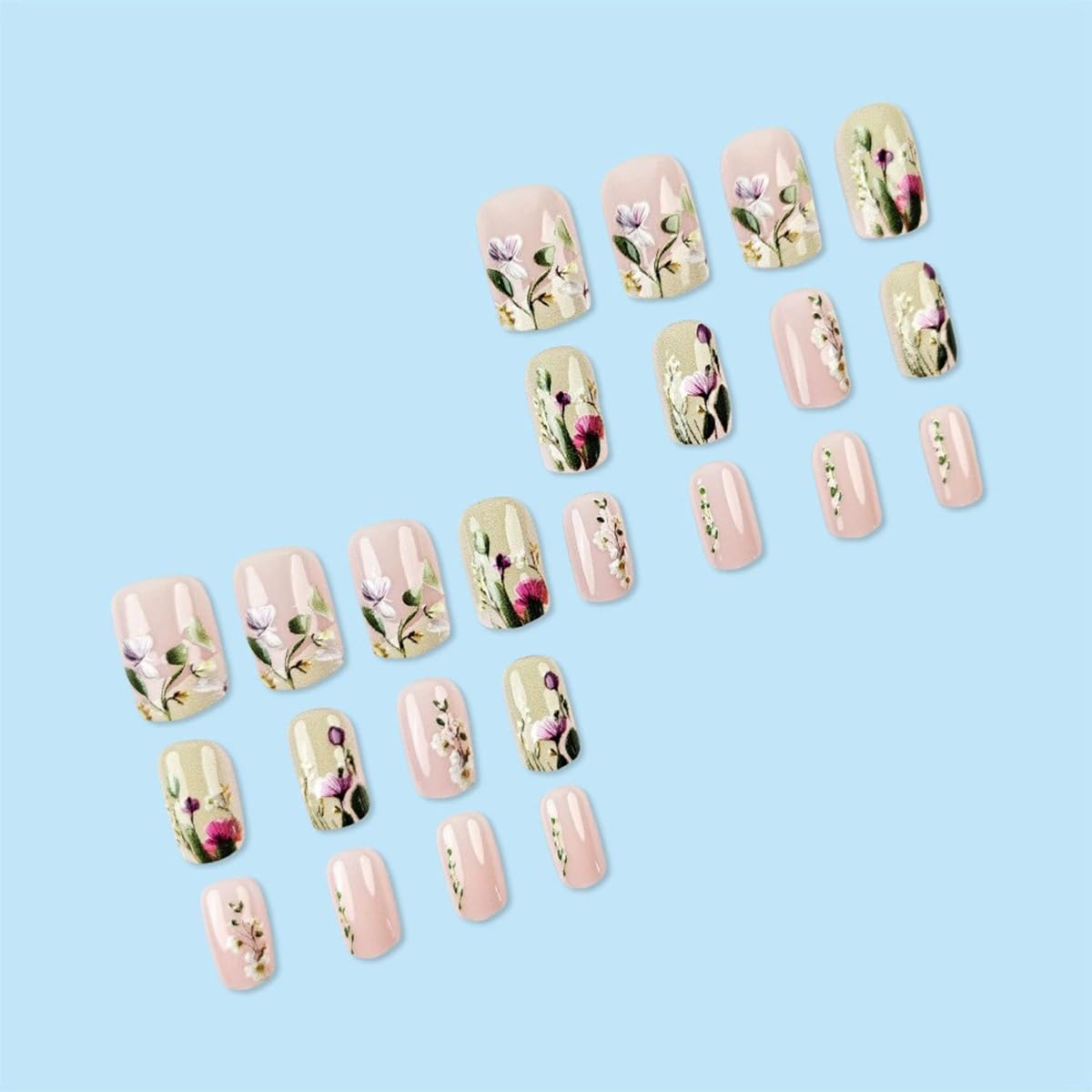 juggssa Press On Nails kit with 24 pieces and accessories