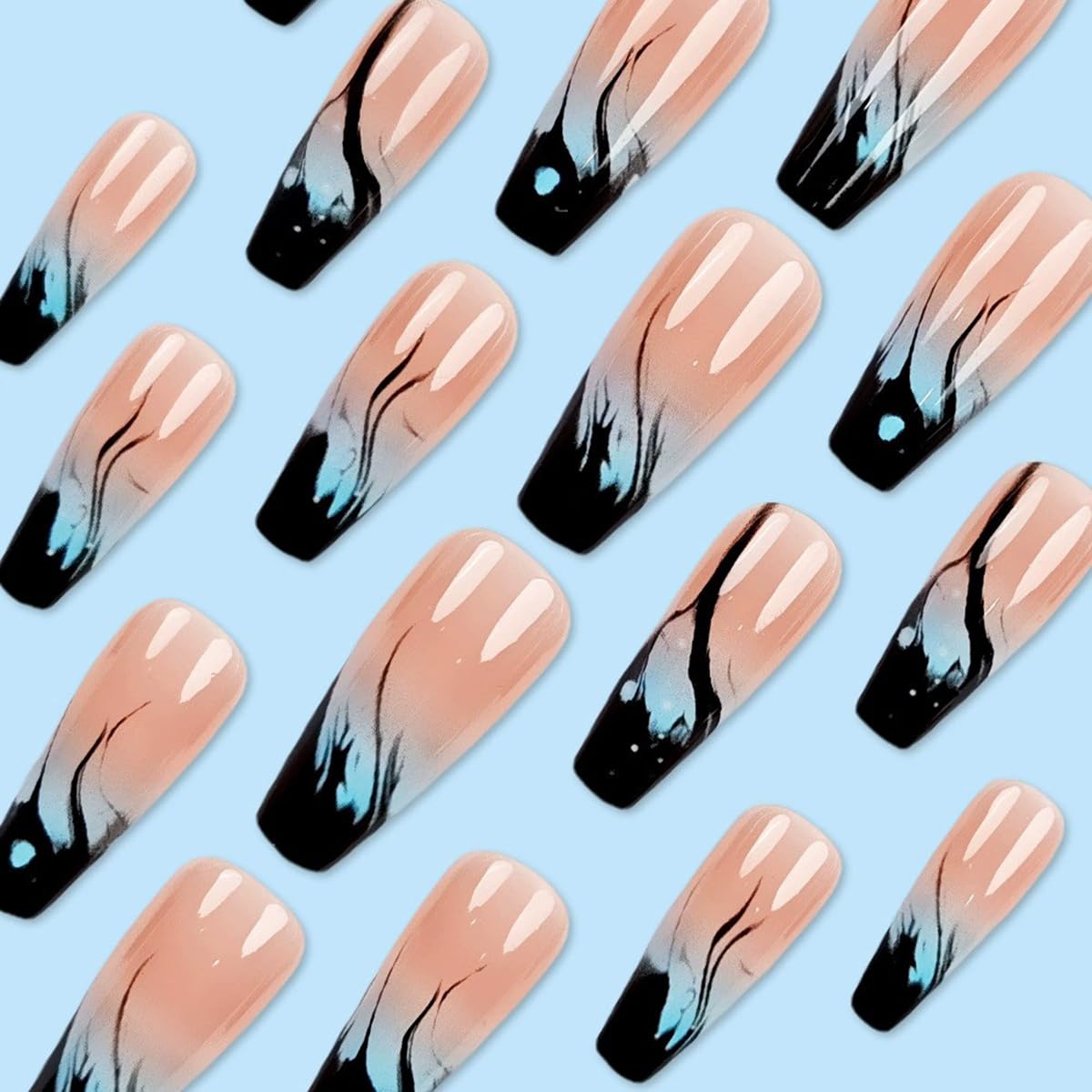 juggssa Press on Nails set with glue stickers and nail file