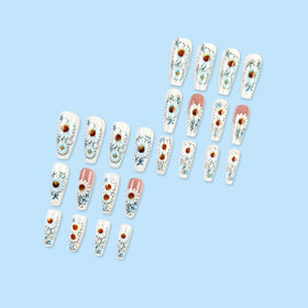 juggssa Spring Flower Press on Nails 24PCS packaging with accessories