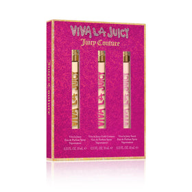 Juicy Couture Viva La Juicy Eau de Parfum Travel Spray Gift Set packaging front view