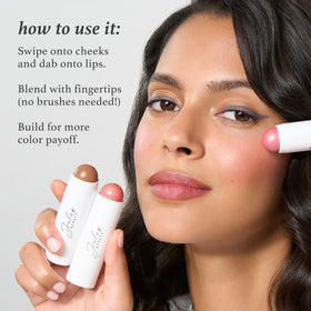 Julep Bronzer & Contour Stick Neutral Bronze on model's cheek