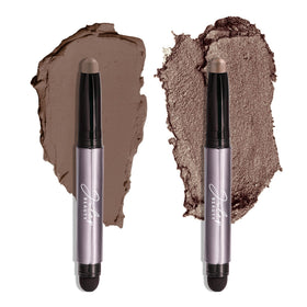 Julep Eyeshadow 101 Crème-to-Powder Duo front view with Taupe Shimmer and Stone Matte shades