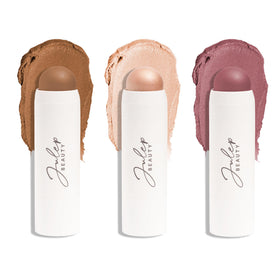Julep Skip The Brush Blush Stick Trio front view with three colour sticks