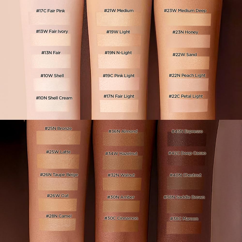 JUNG SAEM MOOL Skin Nuder Cushion Mini Foundation shade comparison