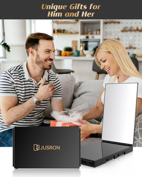JUSRON Hair Cutting Mirror showing anti-fog HD glass clarity