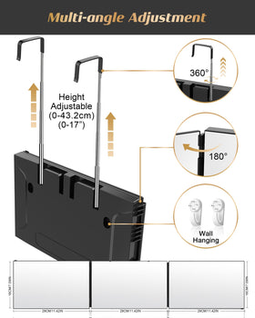 JUSRON Hair Cutting Mirror side view showing adjustable height feature