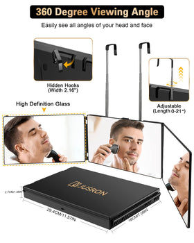JUSRON mirror mounted on a wall for easy hair styling