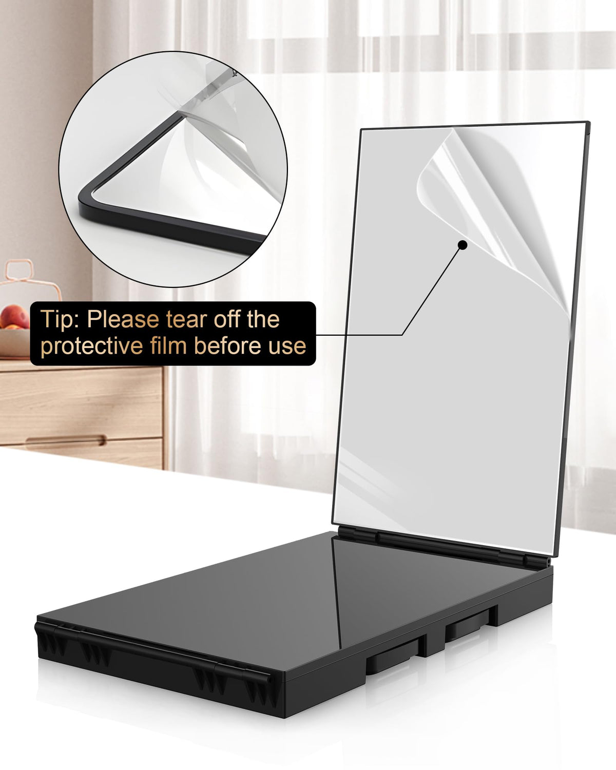 JUSRON Self Hair Cutting Mirror showing clear HD glass