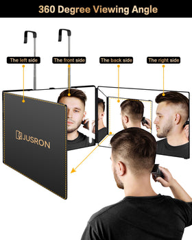 JUSRON Self Hair Cutting Mirror side view showing height adjustment