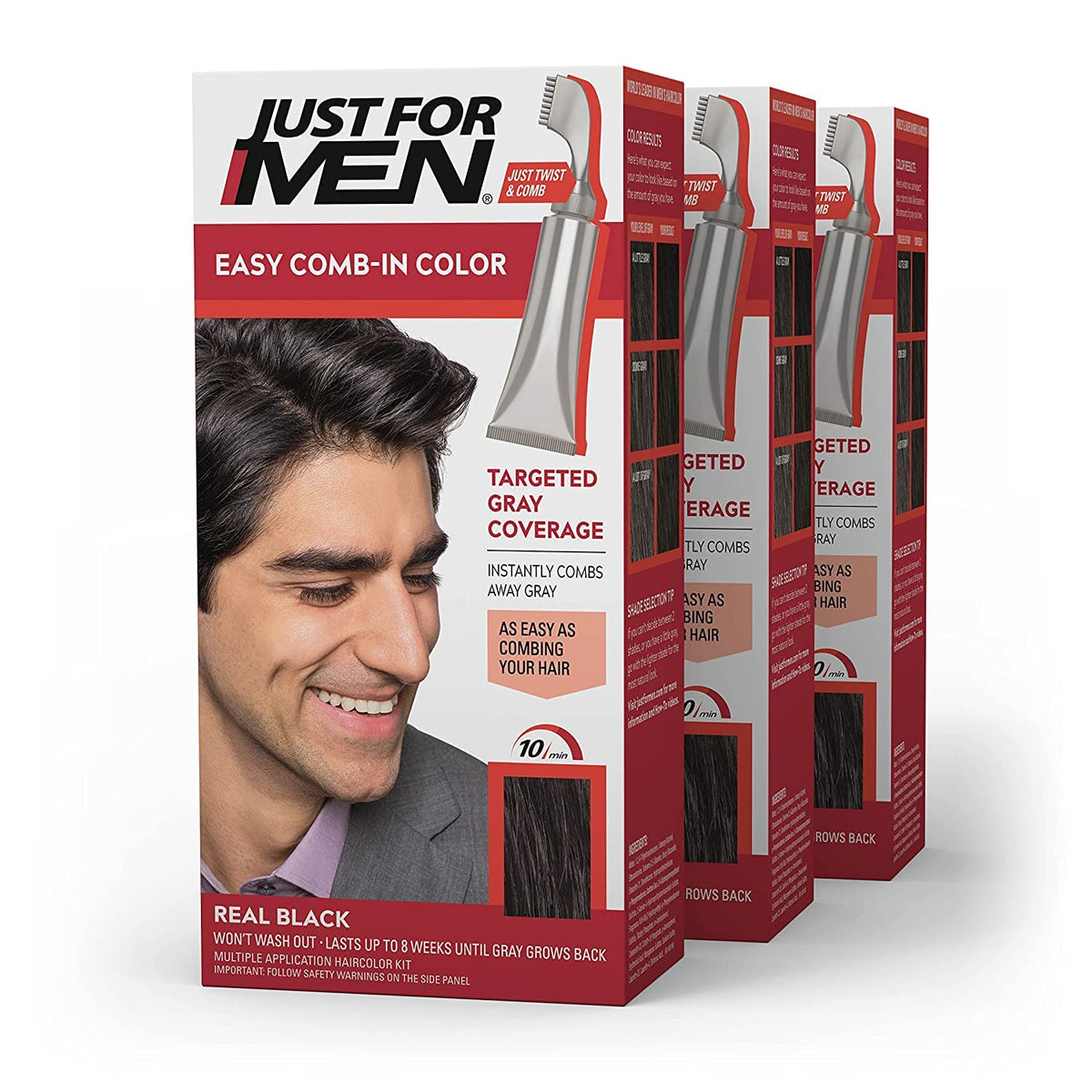 Just for Men Easy Comb-In Colour Real Black A-55 front view