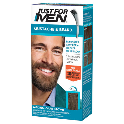Just for Men Mustache & Beard Colour Medium-Dark Brown M-40 front packaging view