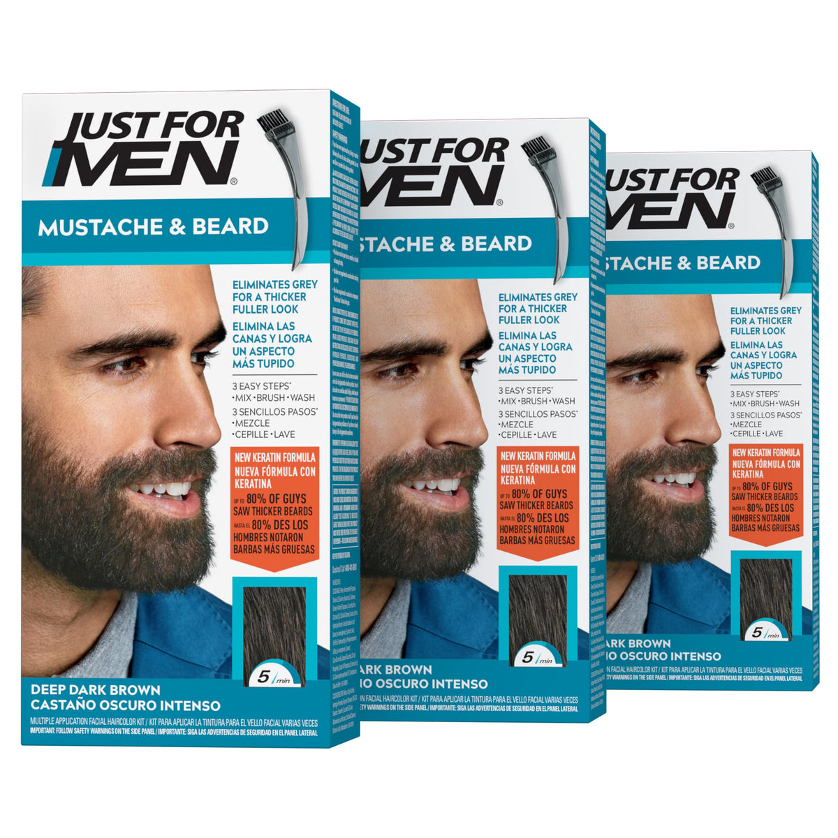 Just For Men Mustache & Beard Dye Deep Dark Brown M-46 front view