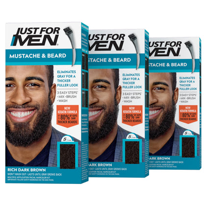 Just for Men Mustache & Beard Dye Rich Dark Brown M-47 packaging front view
